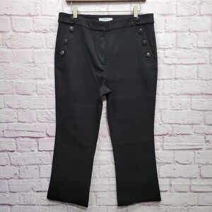 LOFT Black Cropped Sailor Trouser Pants Womens 12P Business Academia Goth